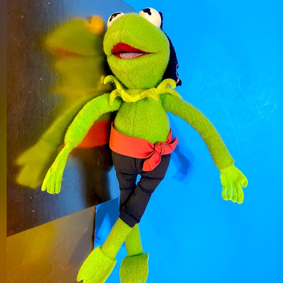 SESAME STREET VTG 90’s KERMIT THE FROG PIRATE JIM HENSON MUPPET PLUSH 12” - Picture 10 of 14